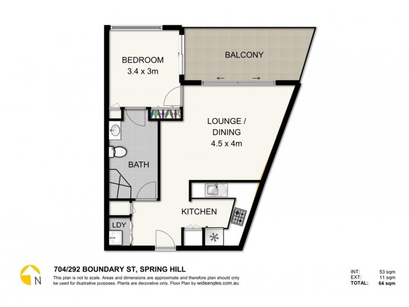 704/292 Boundary Street, Spring Hill QLD 4000 Floorplan