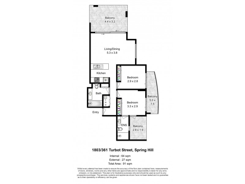 1803/361 Turbot Street, Spring Hill QLD 4000 Floorplan