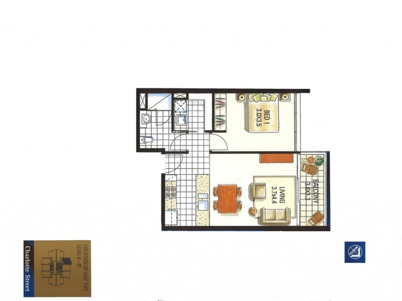 2906/128 Charlotte Street, Brisbane City QLD 4000 Floorplan