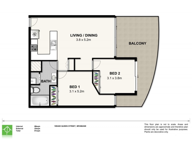 195/420 Queen Street, Brisbane City QLD 4000 Floorplan