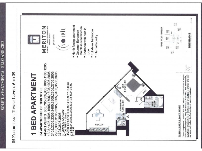1805/501 Adelaide Street, Brisbane City QLD 4000 Floorplan