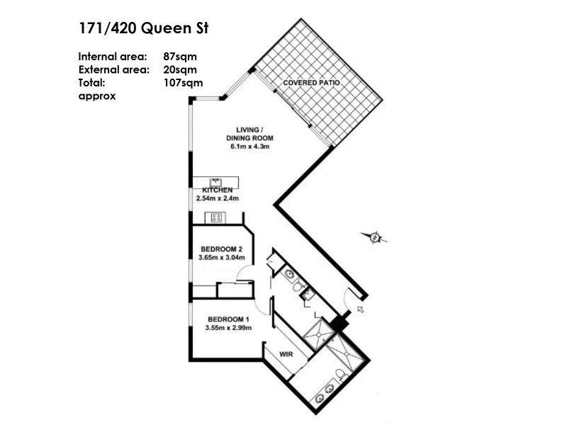 171/420 Queen st, Brisbane City QLD 4000 Floorplan