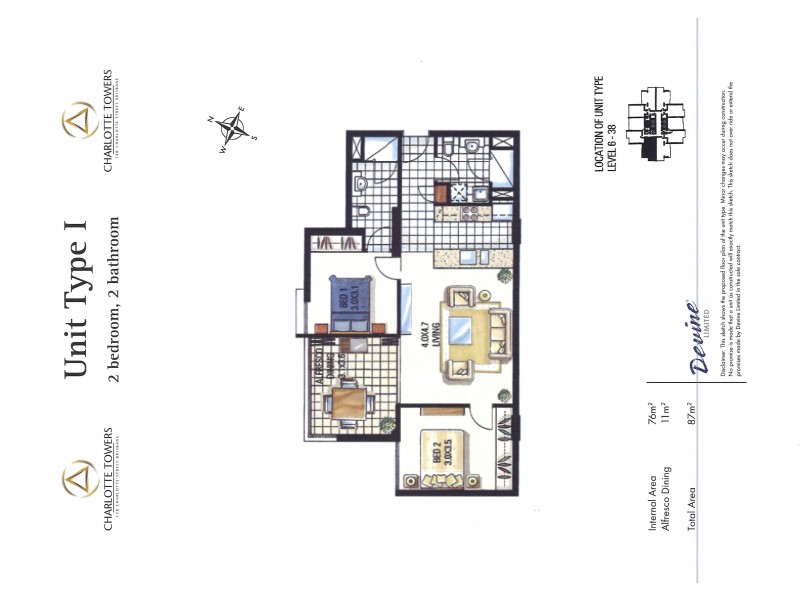 1507/128 Charlotte Street, Brisbane City QLD 4000 Floorplan