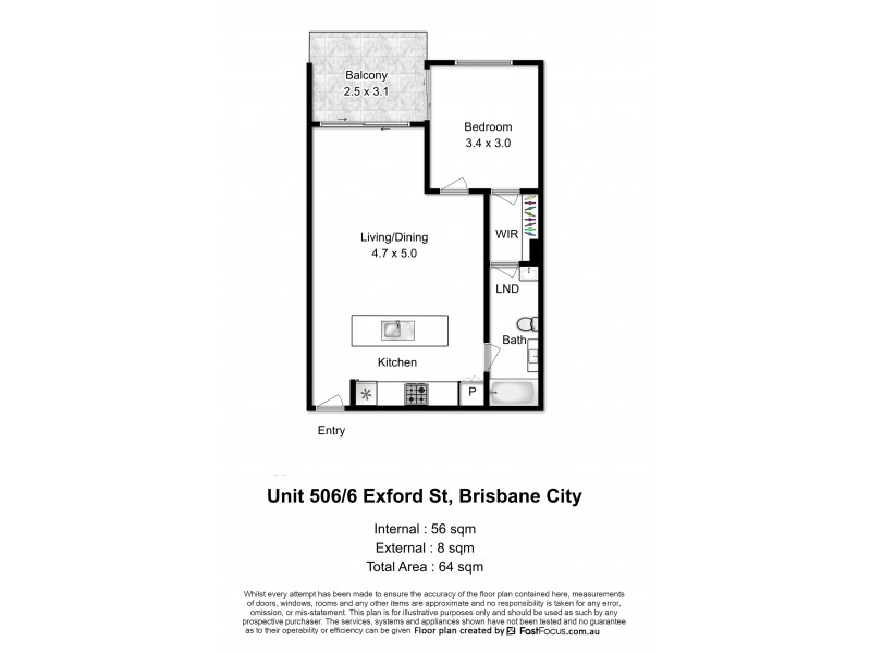 506/6 Exford Street, Brisbane City QLD 4000 Floorplan