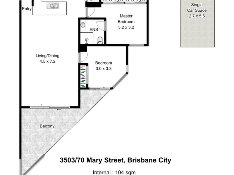 3503/70 Mary Street, Brisbane City QLD 4000 Floorplan