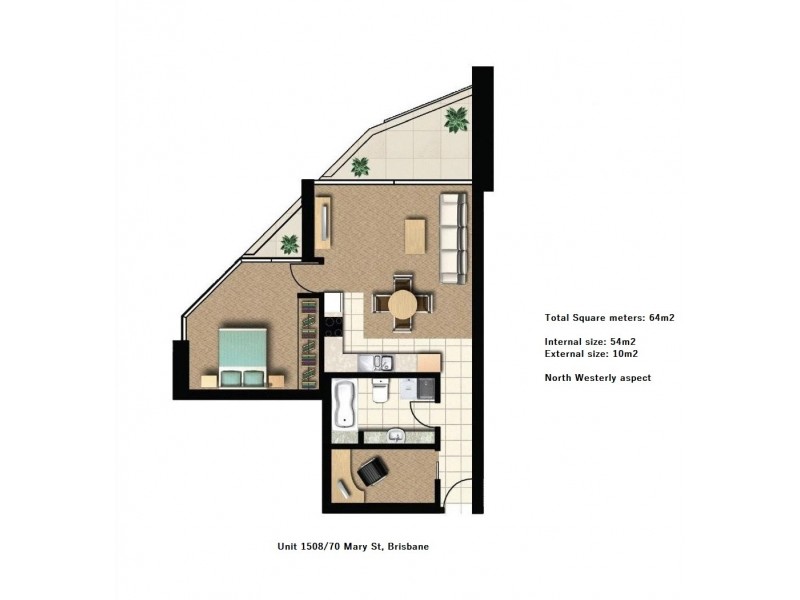 1508/70 MARY STREET, Brisbane City QLD 4000 Floorplan