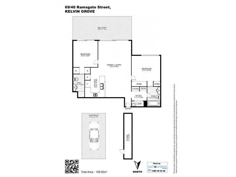 69/40 Ramsgate Street, Kelvin Grove QLD 4059 Floorplan