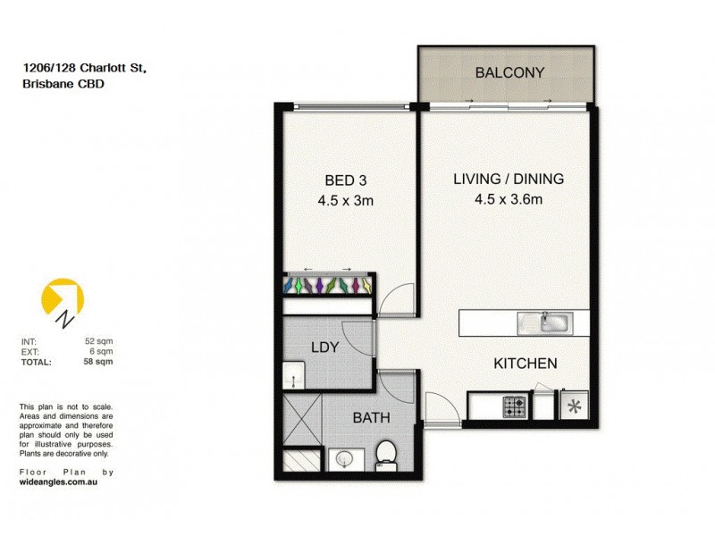 1206/128 Charlotte St, Brisbane City QLD 4000 Floorplan