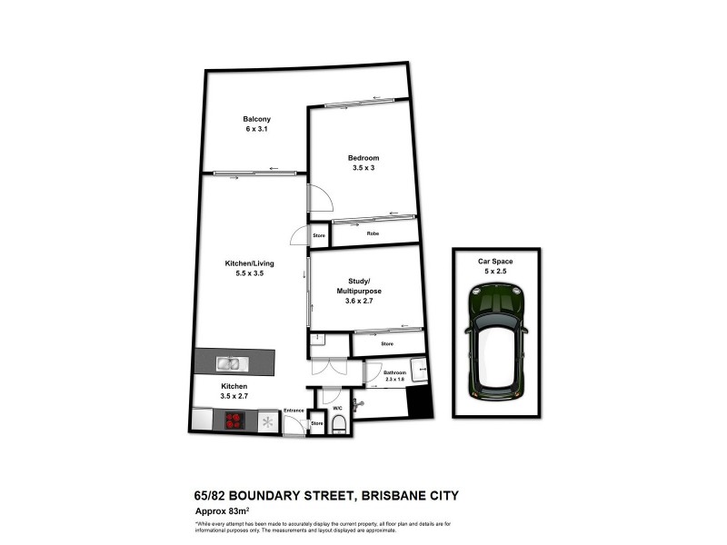 65/82 Boundary Street, Brisbane City QLD 4000 Floorplan