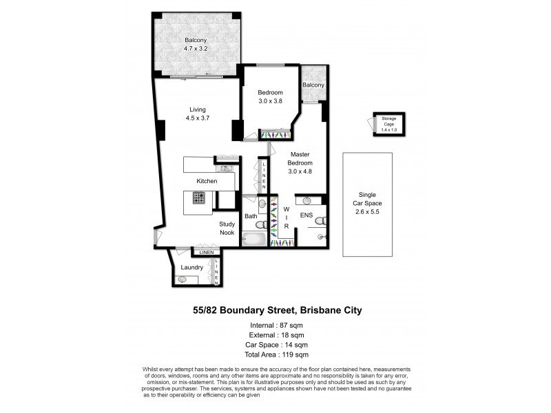 55/82 Boundary Street, Brisbane City QLD 4000 Floorplan