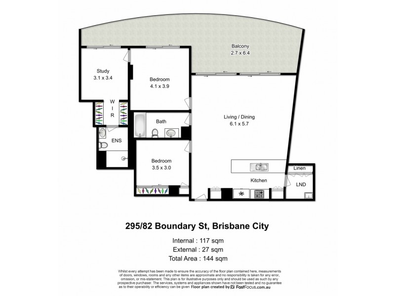 295/82 Boundary Street, Brisbane City QLD 4000 Floorplan