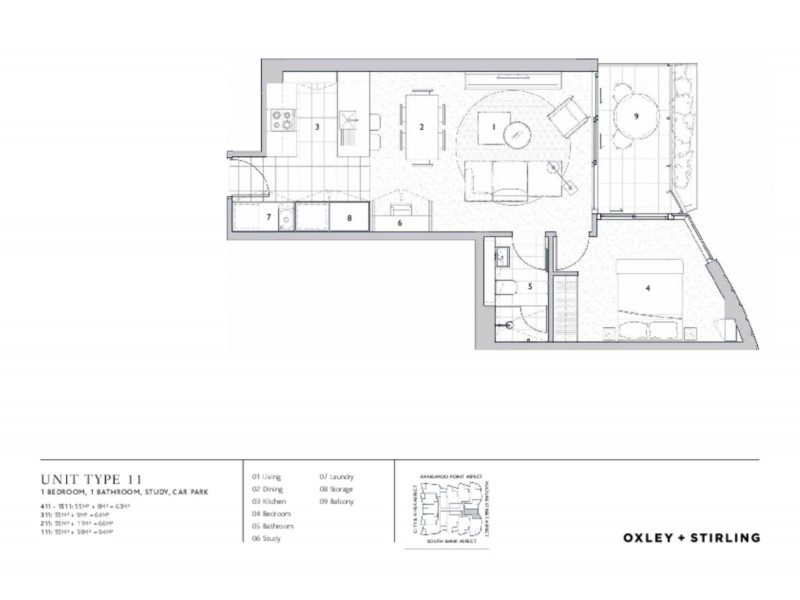 711/9 Christie Street, South Brisbane QLD 4101 Floorplan