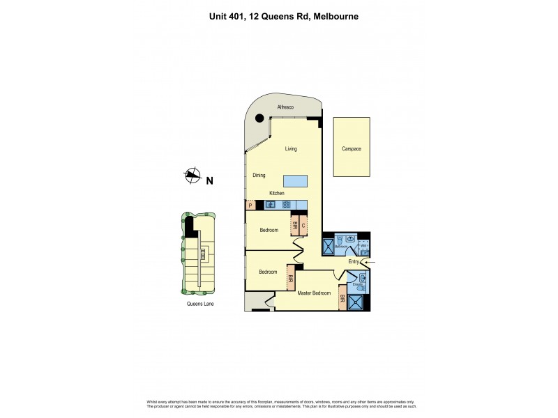 401/12 Queens Road, Melbourne VIC 3004 Floorplan
