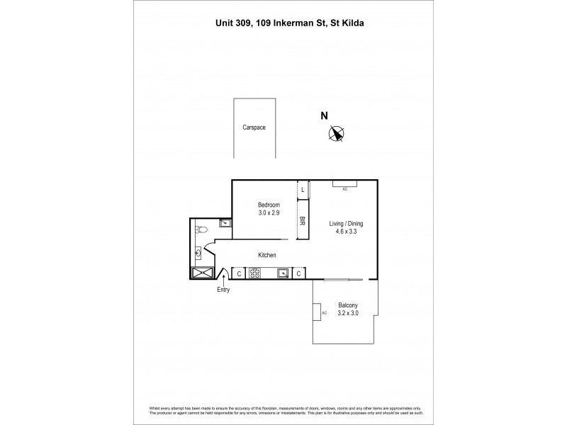 309/109 Inkerman Street, St Kilda VIC 3182 Floorplan