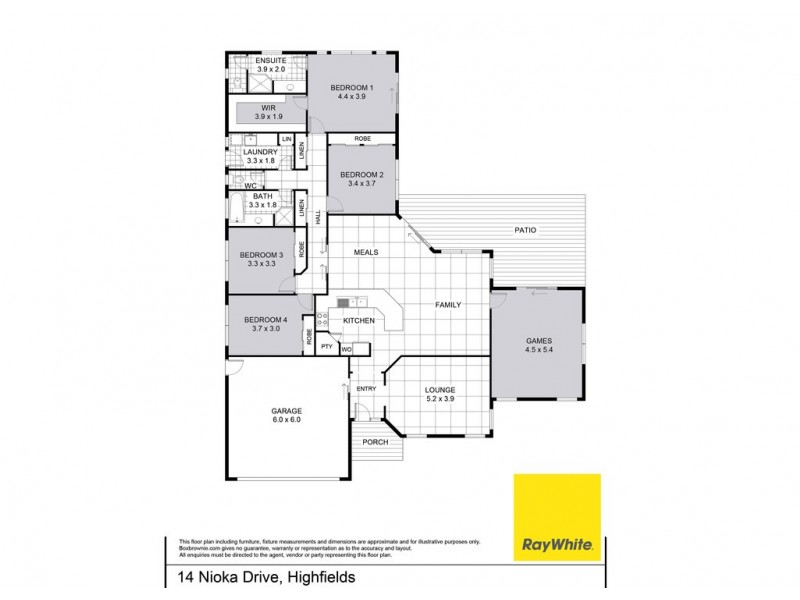 14 Nioka Drive, Highfields QLD 4352 Floorplan