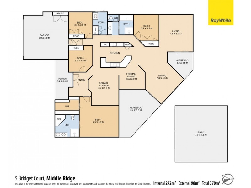 5 Bridget Court, Middle Ridge QLD 4350 Floorplan