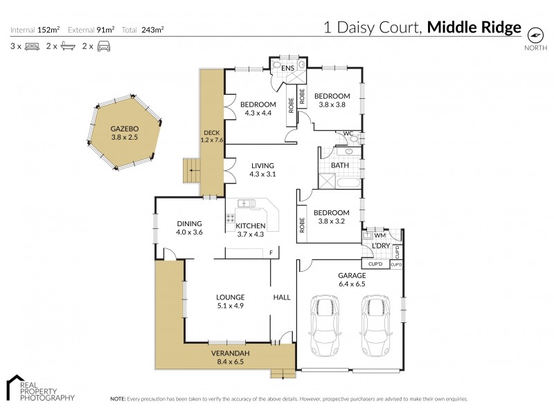 1 Daisy Court, Middle Ridge QLD 4350 Floorplan