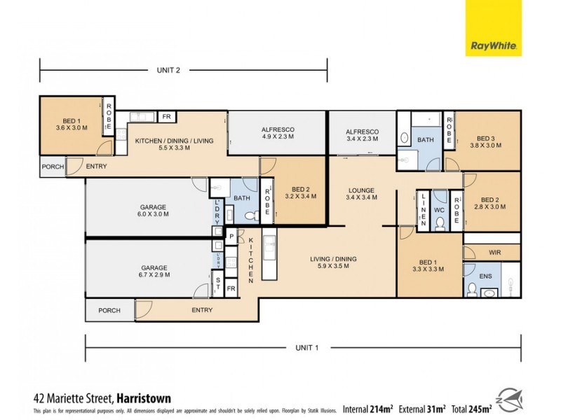 1 and 2/42 Mariette Street, Harristown QLD 4350 Floorplan