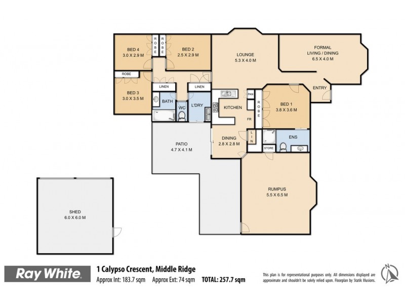 1 Calypso Crescent, Middle Ridge QLD 4350 Floorplan
