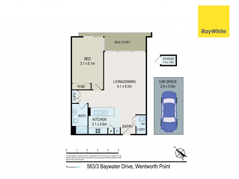 563/3 Baywater Drive, Wentworth Point NSW 2127 Floorplan