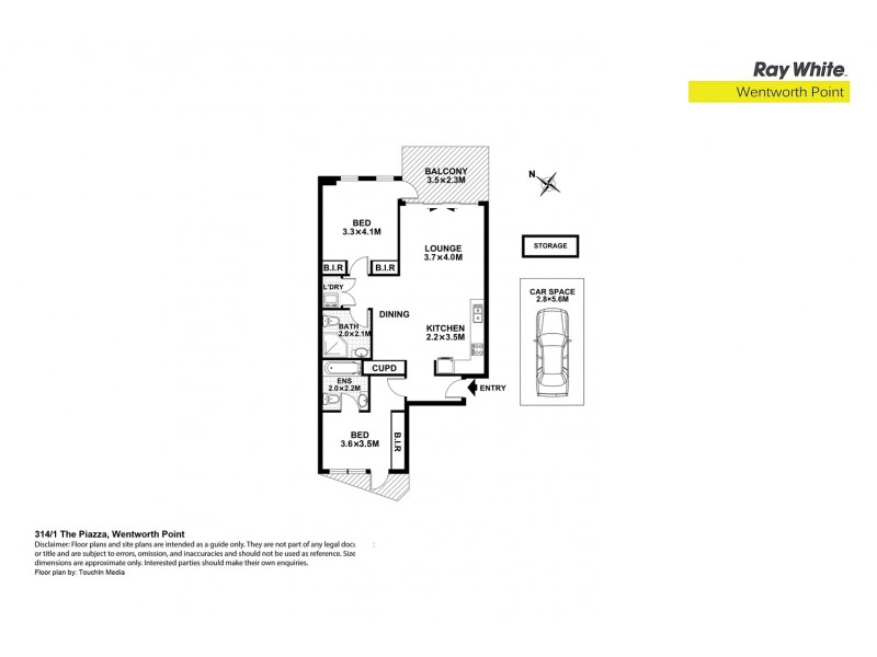 314/1 The Piazza, Wentworth Point NSW 2127 Floorplan