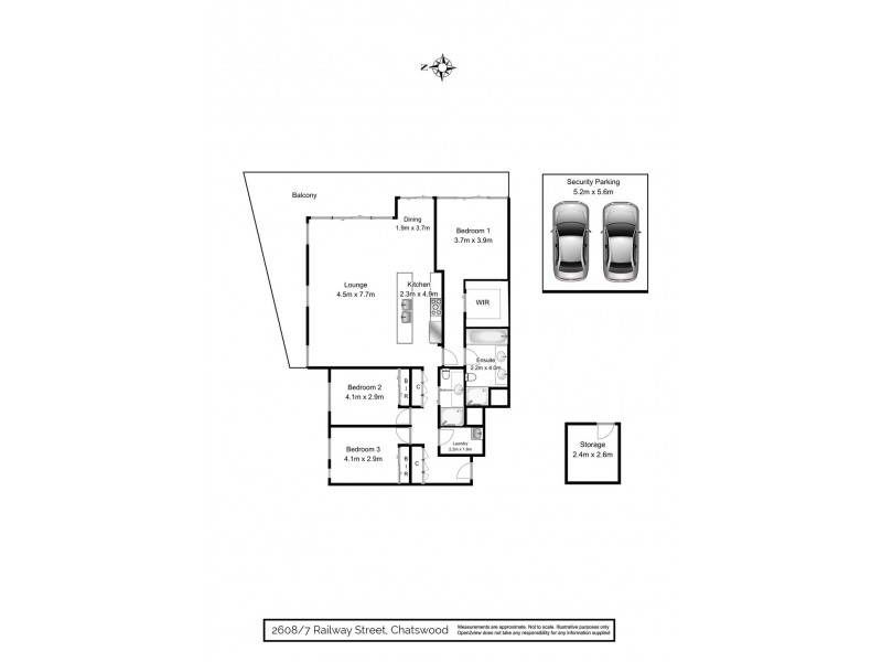 2608/7 Railway Street, Chatswood NSW 2067 Floorplan