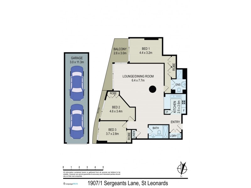 1907/1 Sergeants Lane, St Leonards NSW 2065 Floorplan
