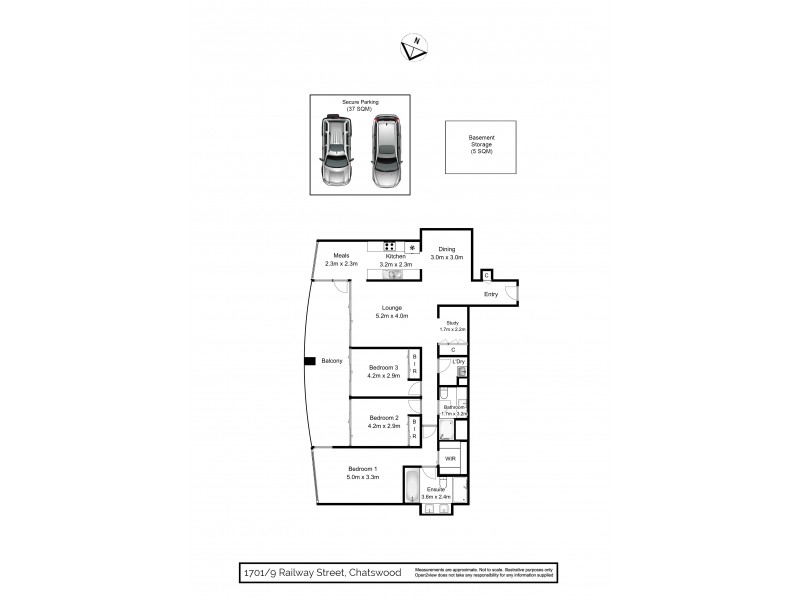 1701/9 Railway Street, Chatswood NSW 2067 Floorplan