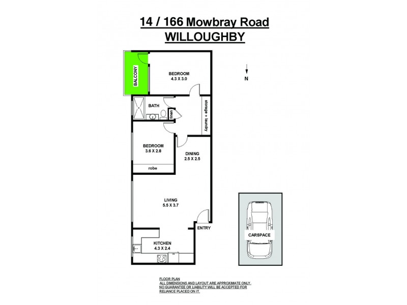 14/166 Mowbray Road, Willoughby NSW 2068 Floorplan