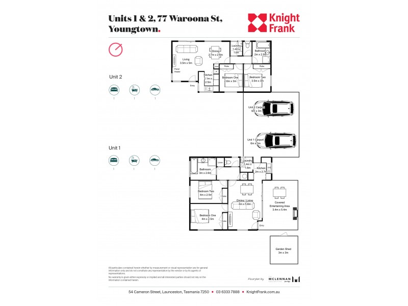 1 and 2/77 Waroona Street, Youngtown TAS 7249 Floorplan