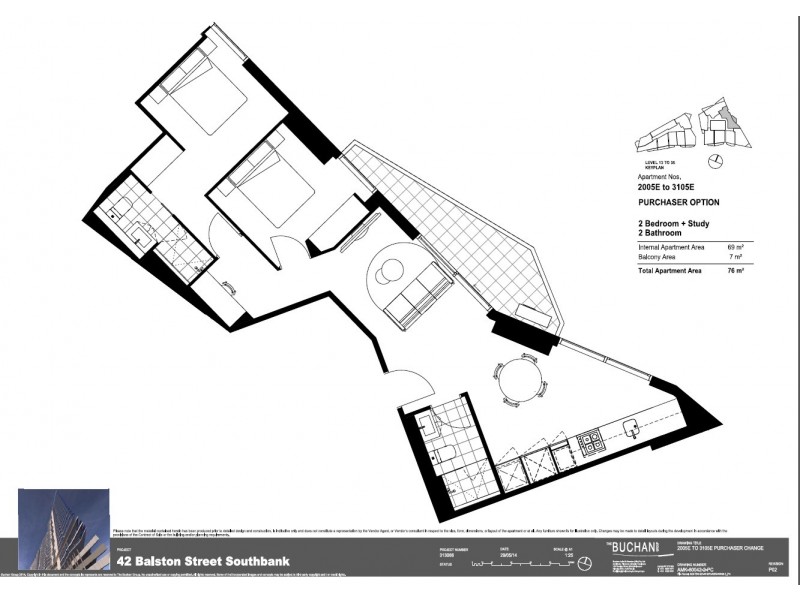 E2405/42-48 Balston Street, Southbank VIC 3006 Floorplan