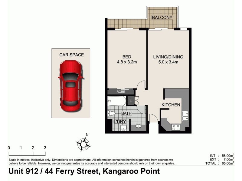 912/44 Ferry Street, Kangaroo Point QLD 4169 Floorplan