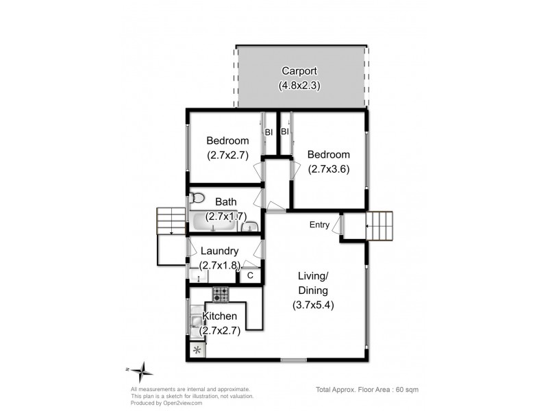 Unit 1 of 158B Roslyn Avenue, Blackmans Bay TAS 7052 Floorplan
