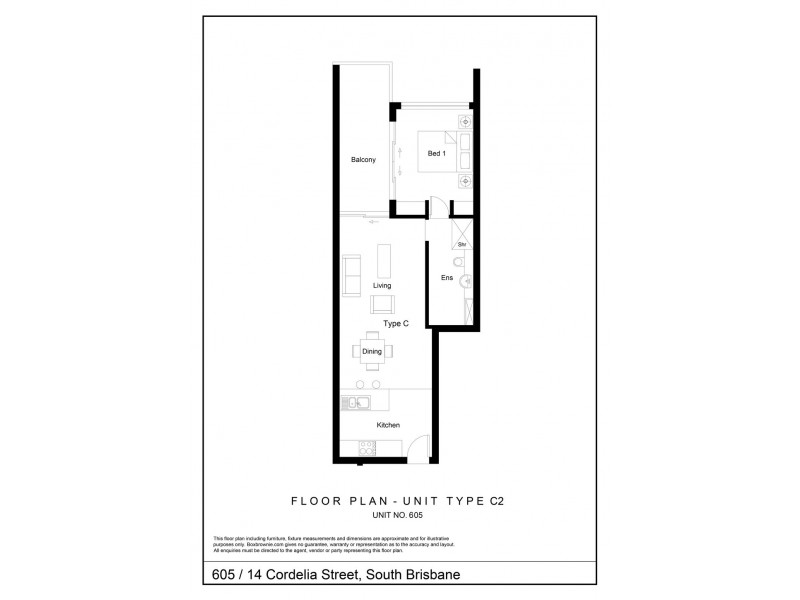605/14 Cordelia Street, South Brisbane QLD 4101 Floorplan