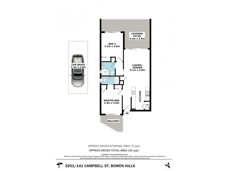 3201/141 Campbell Street, Bowen Hills QLD 4006 Floorplan