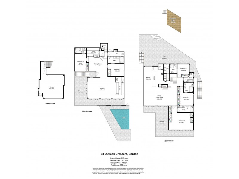 93 Outlook Crescent, Bardon QLD 4065 Floorplan