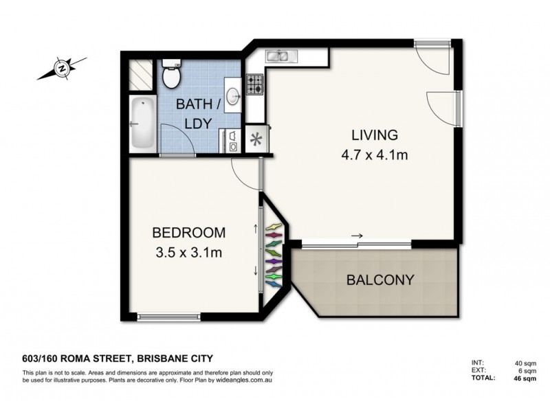 603/160 Roma Street, Brisbane City QLD 4000 Floorplan