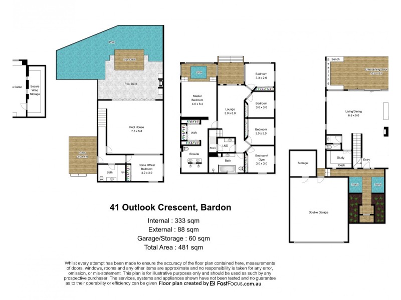 41 Outlook Crescent, Bardon QLD 4065 Floorplan