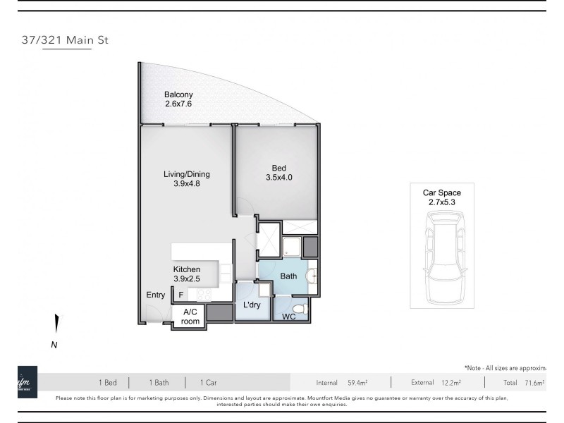 37/321 Main Street, Kangaroo Point QLD 4169 Floorplan