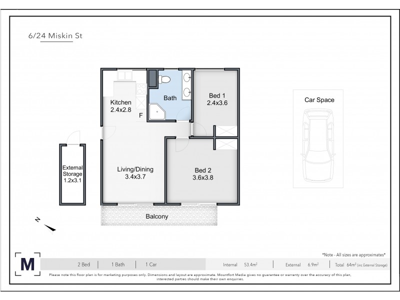6/24 Miskin Street, Toowong QLD 4066 Floorplan
