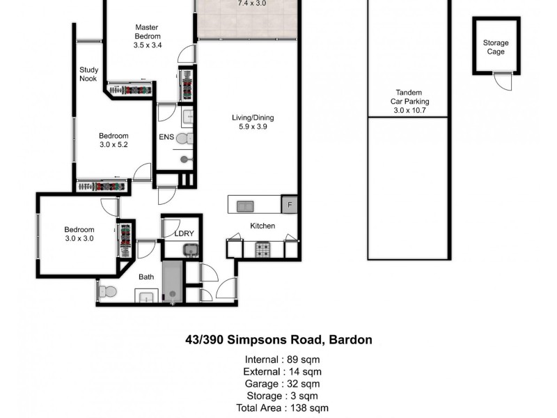 43/390 Simpsons Road, Bardon QLD 4065 Floorplan