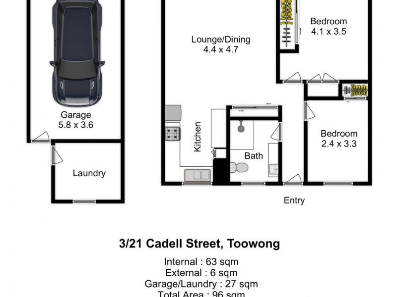 3/21 Cadell Street, Toowong QLD 4066 Floorplan