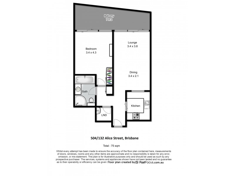 504/132 Alice Street, Brisbane City QLD 4000 Floorplan