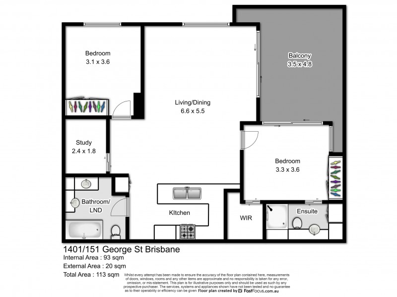 1401/151 George Street, Brisbane City QLD 4000 Floorplan