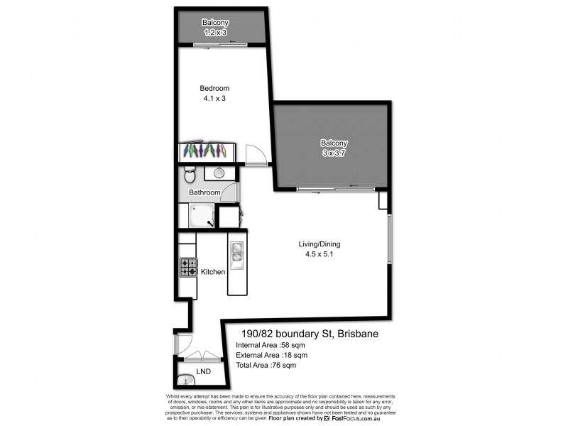 190/82 Boundary Street, Brisbane City QLD 4000 Floorplan