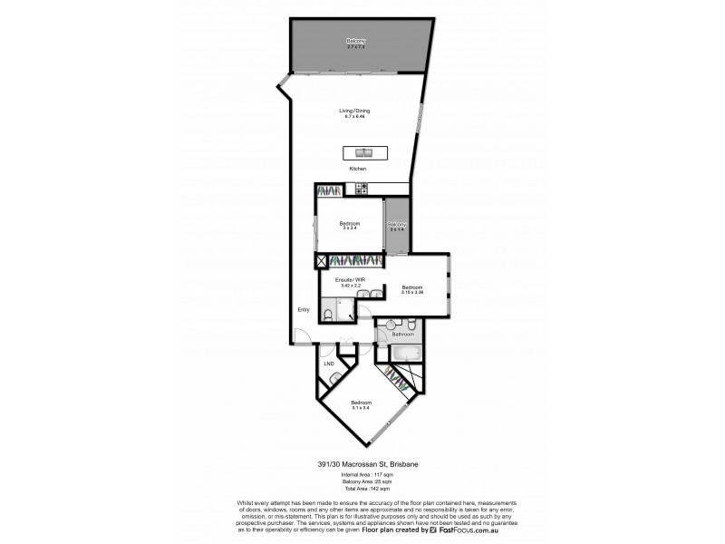391/30 Macrossan Street, Brisbane City QLD 4000 Floorplan