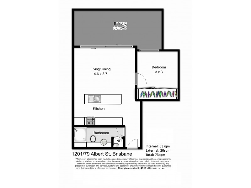 1201/79 Albert Street, Brisbane City QLD 4000 Floorplan
