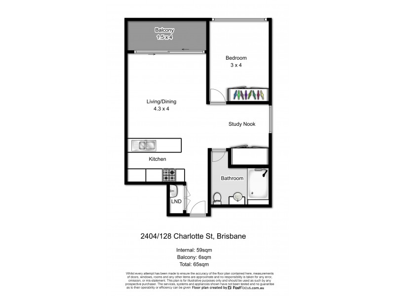 2404/128 Charlotte Street, Brisbane City QLD 4000 Floorplan