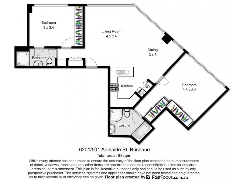 6201/501 Adelaide Street, Brisbane City QLD 4000 Floorplan
