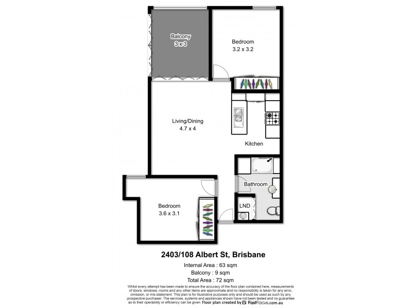 2403/108 Albert Street, Brisbane City QLD 4000 Floorplan